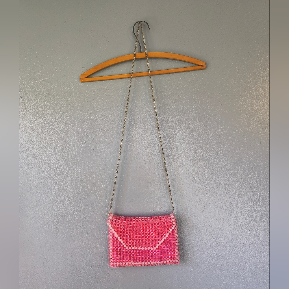 Pink Beaded Crossbody Bag